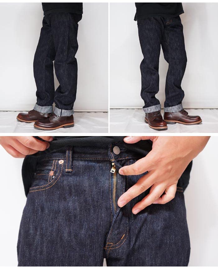 Kojima Jeans RNB-1000RZ 19oz Slub Selvedge Straight Denim Jeans, Red Line, Made In Japan One Wash, Indigo, Size 31