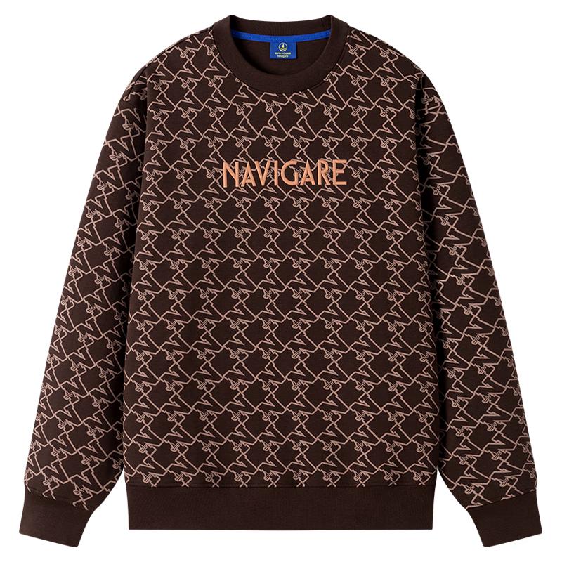

NVG·YOUNG Men s Maillard Loose Fit Letter Logo Crewneck Sweatshirt M