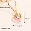 Heart-Shaped Full Diamond 3D Peach Pendant Necklace for Women - Fashionable Copper Micro-Set Enamel Choker