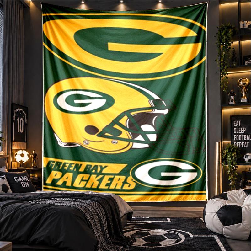 Green Bay Packers Beach Towel Pattern Wall Hanging Tapestry Personalized Printed Fabric Wall Decor