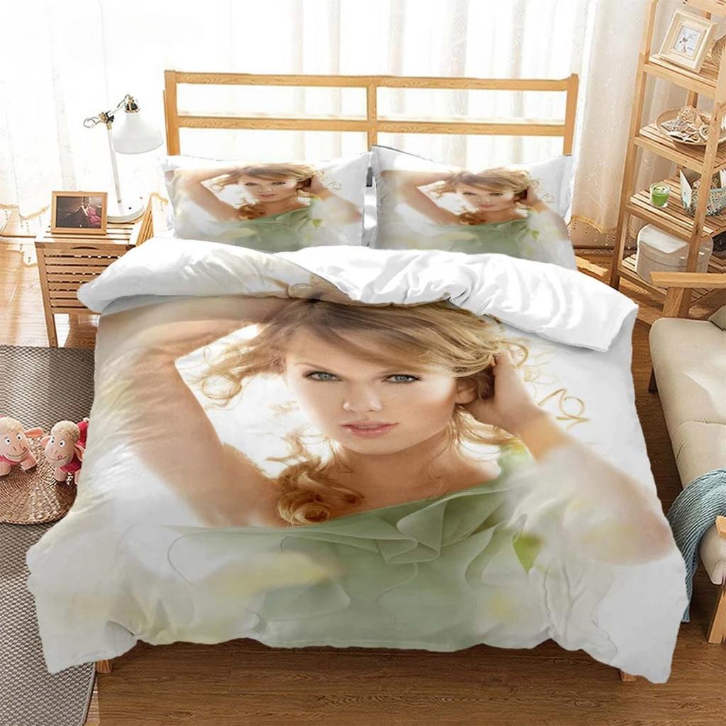 Cantante Pop Femminile Taylors Set Biancheria da Letto Stampa 3D Celebrità Swift Copripiumino Federa Kit Letto Famosa Star Copripiumino Set Letto