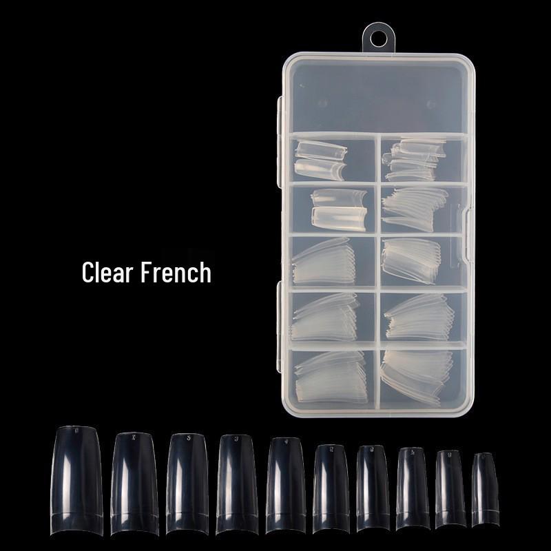 

Korean-Style Transparent Full and Half-Stick Fake Nails, 100 Pieces