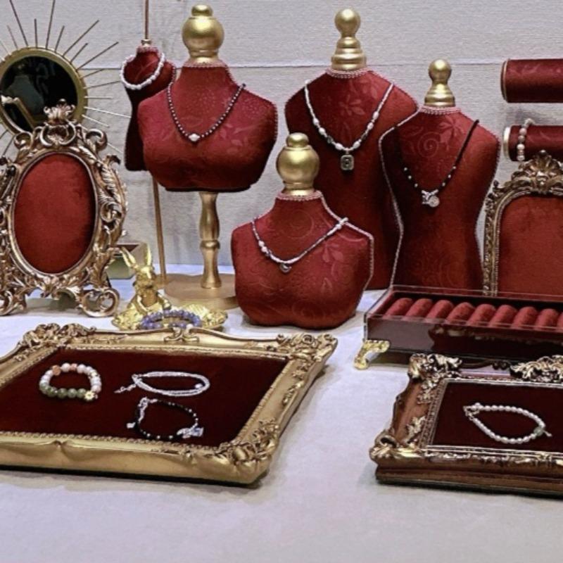 Flannel Exquisite Jewelry Display Rack Necklace Model Showcase Stand Counter Jewellery Show Holder Live Stream Storage Shelf
