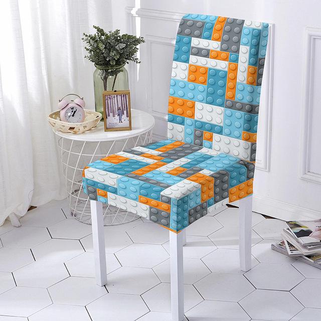 

Чехол на стул из спандекса с 3d принтом, стрейч для столовой, эластичный чехол на стул с геометрическим рисунком, защита для кухонных табуретов, домашний декор Universal Size