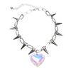 Rivets Heart Necklace Heart Pendant Clavicle Chain Choker for Women Teen Girls Rock Y2k Necklace for Halloween Jewelry