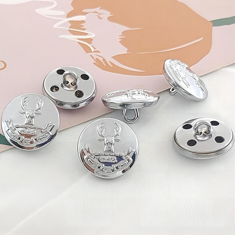 Metal Buttons High-End Clothing Accessories Hand-Sewn Round Silver Buttons Uniform Tooling Jacket Shirt Shoulder Buttons