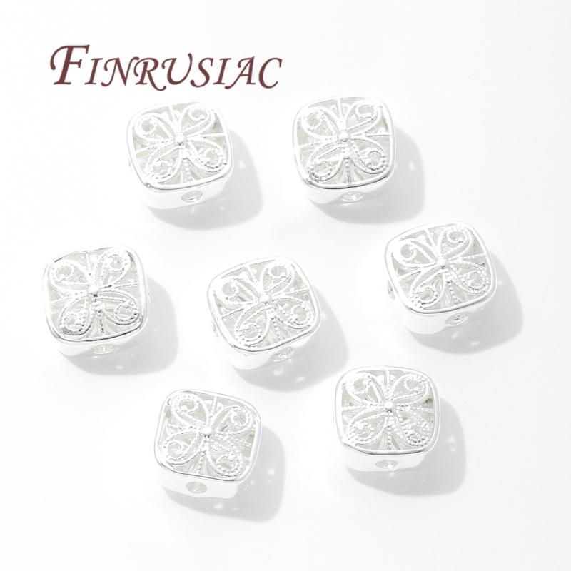 2-6Pcs/Lot Hollow Square Beads 18K Gold Plated Spacer Beads For Jewelry,Separators For Bracelets Accessories DIY Findings