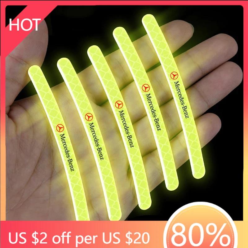 Car Sticker 20pcs Car Wheel Hub Stickers Decorative Reflective Stickers For Mercedes Benz B/C/E/S Class A Class C200L GLC GLK Ne