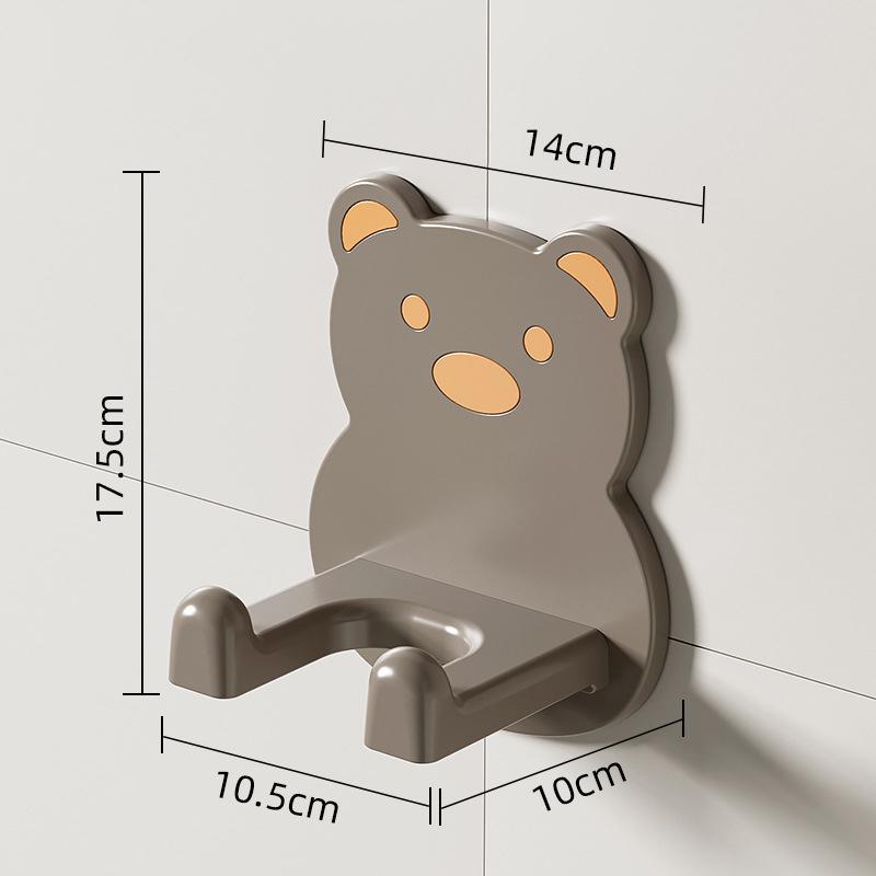 Little Bear Hair Dryer Holder Easy Install Wall-Mounted No-Drill Bathroom Organizer For Electric Blow Dryers