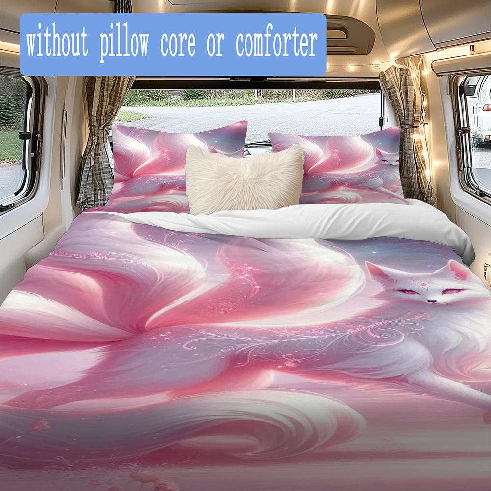 Glamorous Pink Fox Pattern Bedding,Quilt Set Quilt Cover Pillowcase Home Birthday Gift (1*duvet Cover+2*pillowcase,without core)ZSJT0917212
