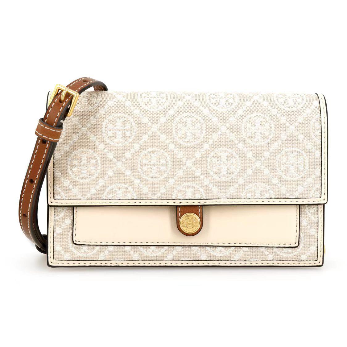 

Tory Burch T Monogram Double T Logo Jacquard Magnetic Snap Chain Shoulder Bag Women Shoulder Bag Ivory 149061-254 Basic Set (Bag+Dust Bag)