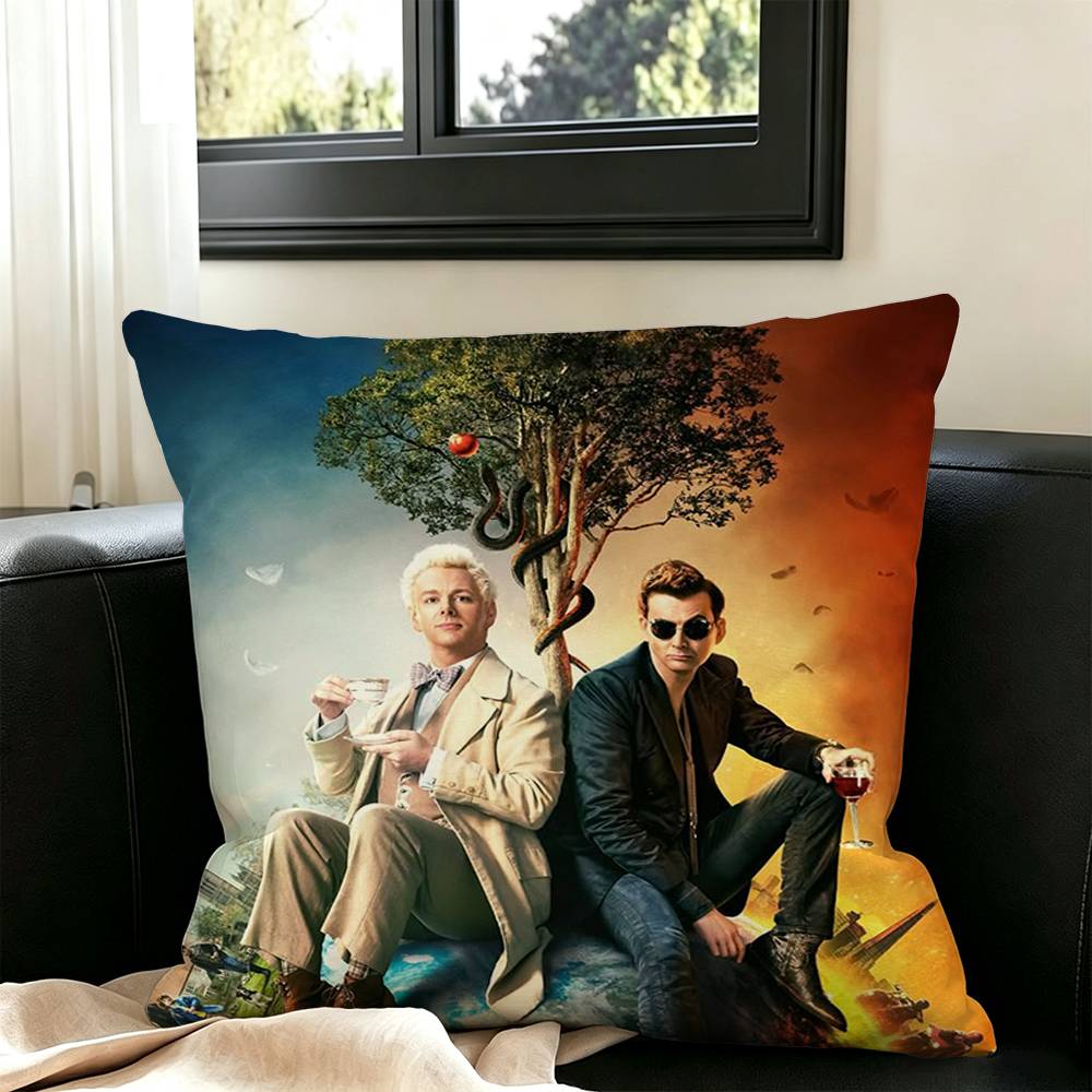 COOL good omens new Group-pp Pillow Case Square Double-Sided Sofa Cushion Cover Bedroom Bedside Pillow