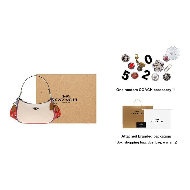 New COACH Teri Cow Leather Crescent Bag, Handbag, Shoulder Bag Women's White CJ595-SVCAH