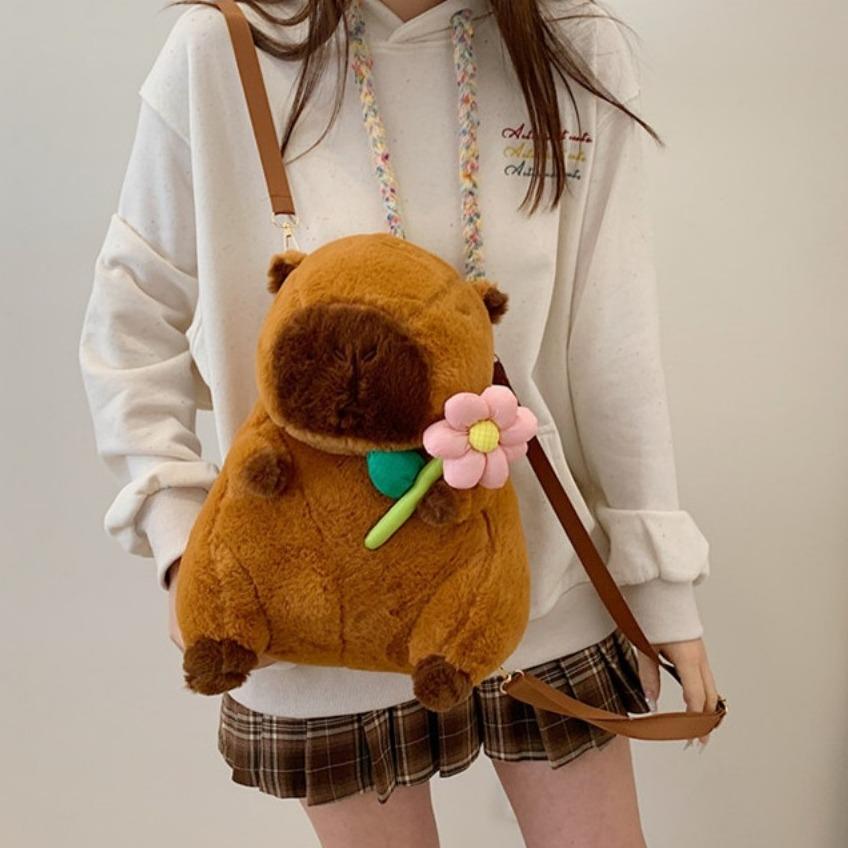 Plush Kawaii Handbags Hamburg Doll Fur Bag Comfortable Capybara Backpack School