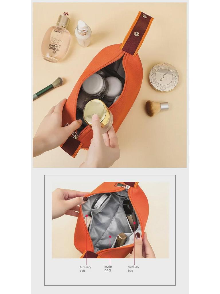 High-Quality Canvas Cosmetic Bag: Portable, Stylish, Spacious Toiletry Storage for Women