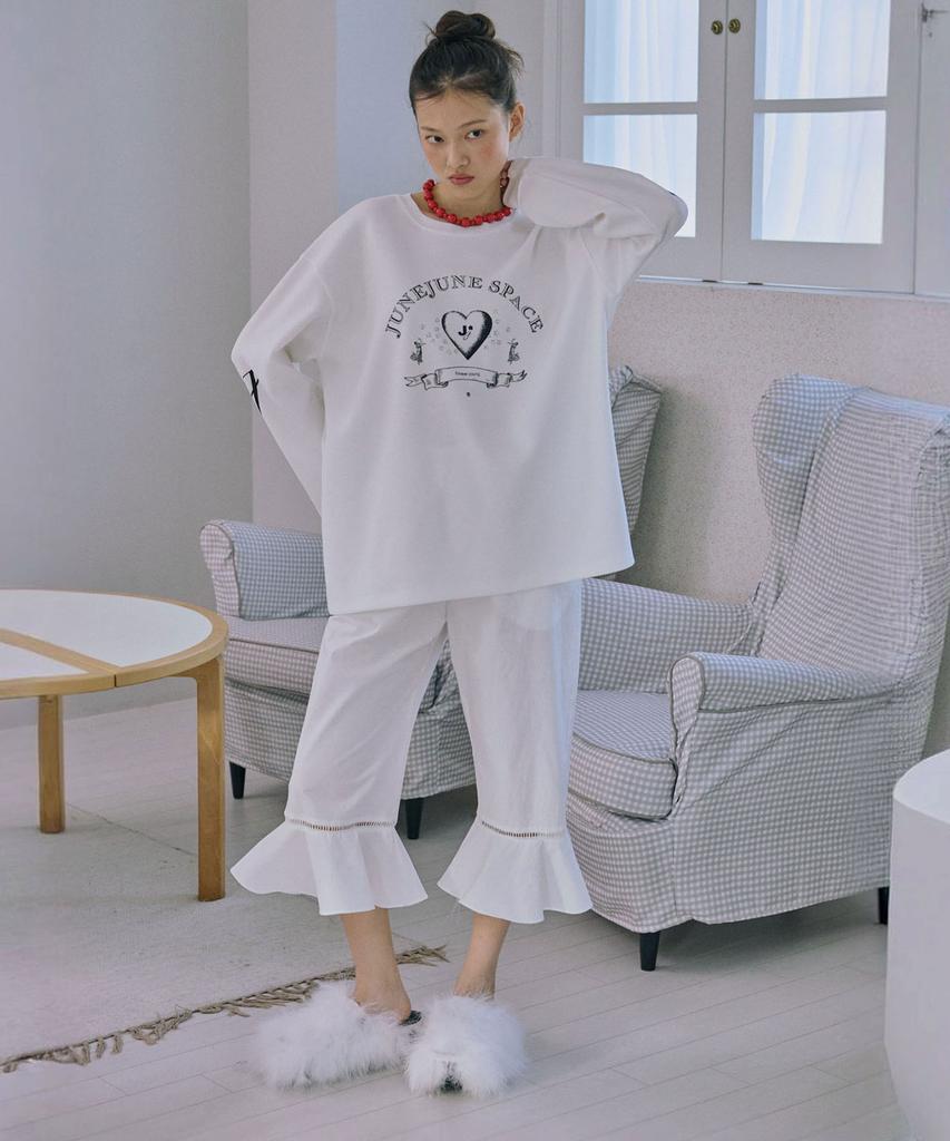 JUNEJUNE SPACE Bloom Frill Pants_White