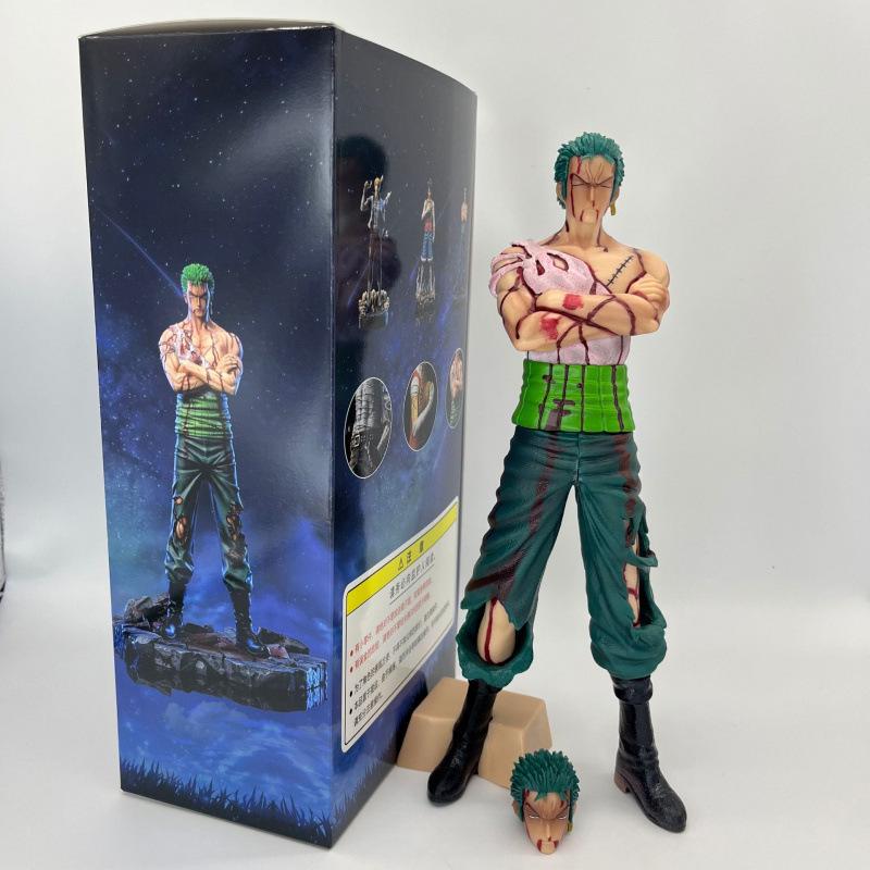 One Piece Scene: Injured Zoro & Bandaged Luffy Skypiea Sanji Figure Ornament.