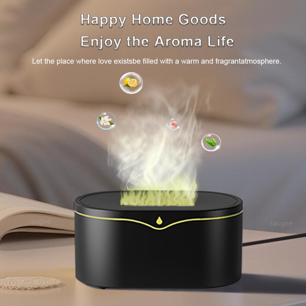 Flame Humidifier Diffuser Fire Aroma Humidifier Essential Oil Diffuser Home Room Aromatherapy Fragrance Diffuser with Night Lamp