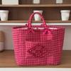 Handheld Red Plaid Storage Basket Large Capacity Clothes Toys Storage Basket  Picnic