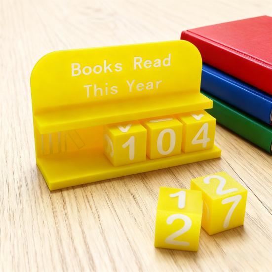 Yousheng 1 Set 3D Printed Reading Tracker Book Read This Year Counter with Number Blocks Reading Nook Decoration for Bookshelf Desk Reading Challenge