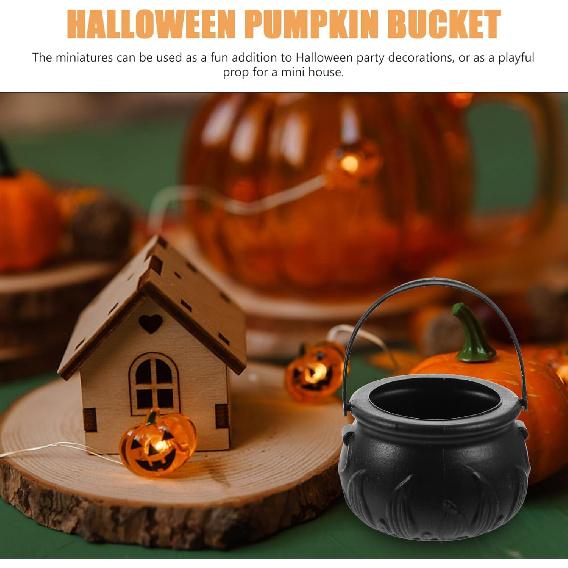 Ciieeo 12 Pcs Halloween Cauldron Kettle Plastic Mini Witch Cauldron Black Candy Holder for Halloween Decor Party Favor Decoration