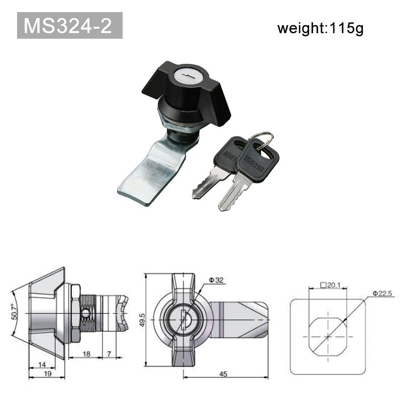 MS324-2 Um 180 Grad drehbarer T-Griff Schloss Schrank Schloss Wasserdichtes Schloss