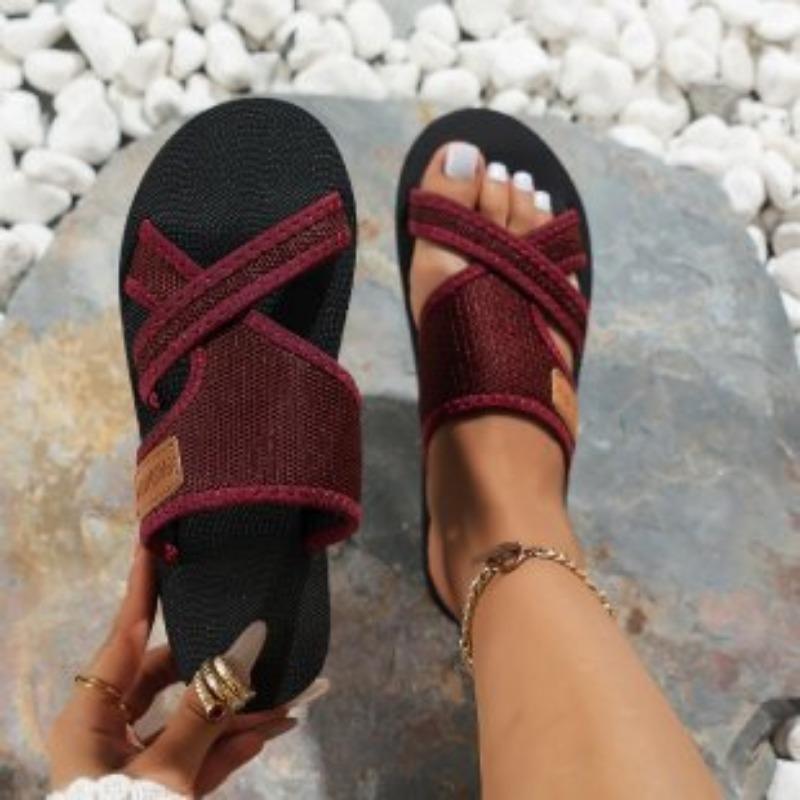 

Трансграничные летние новые европейские и американские повседневные женские тапочки на толстой подошве женские туфли большого размера с нескользящей подошвой, импортная торговля 36 бордовый