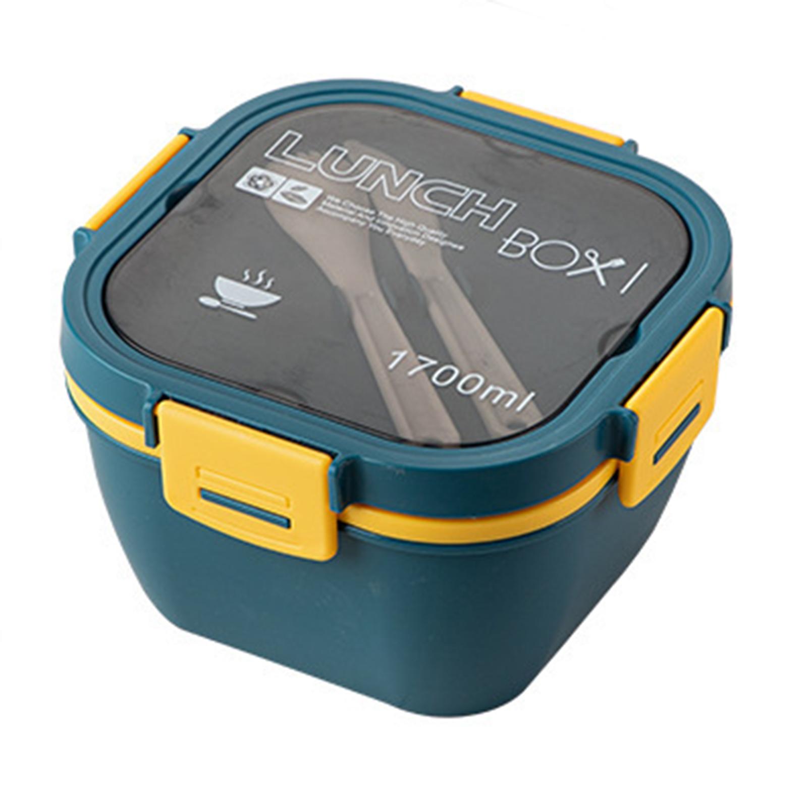 

Портативный ланч-бокс, большой емкости контейнер для еды, пригодный для использования в микроволновой печи, с отделениями для офисных работников, герметичный салатный контейнер для пикника Short синий