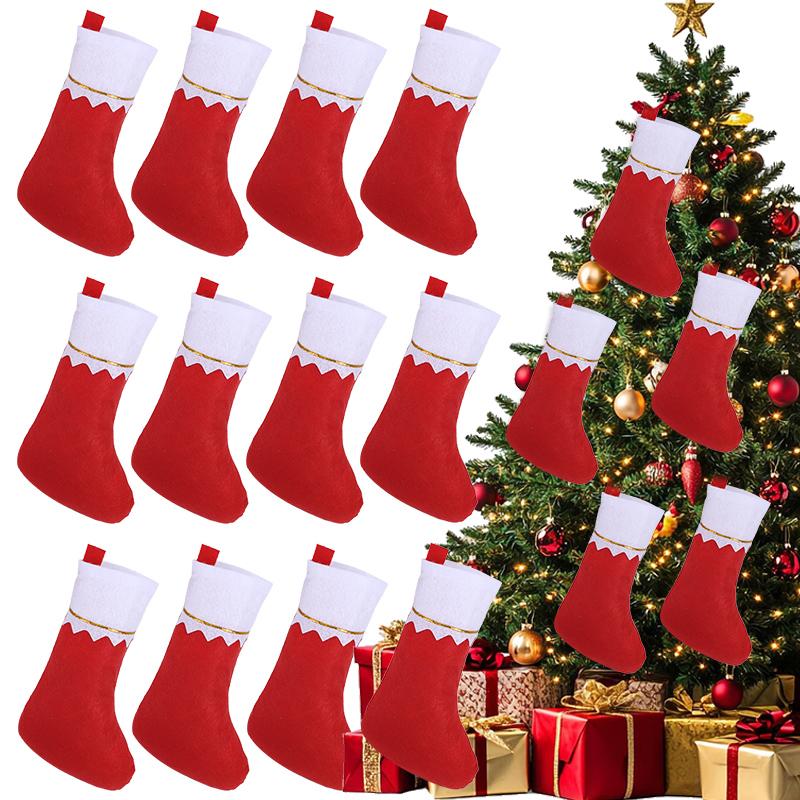 1-6pcs Christmas Stockings Stuffer Xmas Tree Home Fireplace Hanging Socks Gift Candy Bag 2026 New Year Party Decoration Supplies