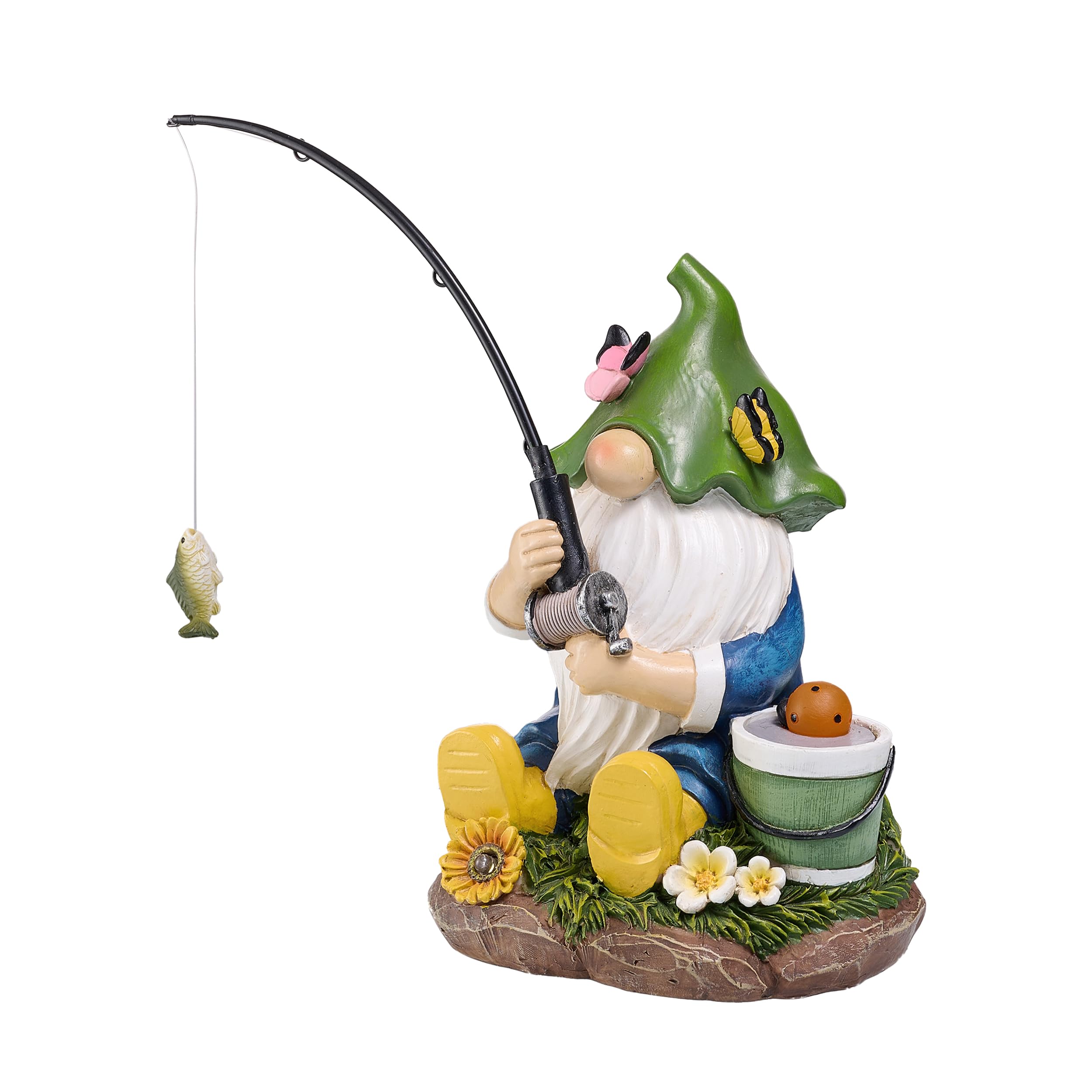 Valery Madelyn Gardening Goods Gardening Ornament Earth Fairy Gnome Fishing Day Garden Light Solar Light Outdoor Garden Decoration Garden Ornament Out