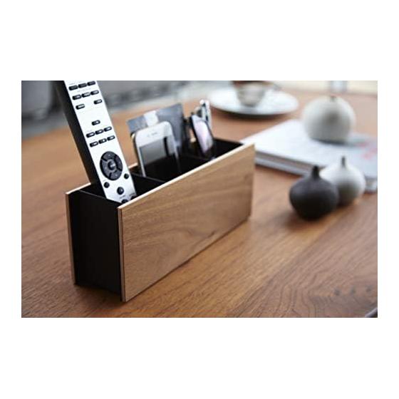 Yamazaki Jitsugyo Pen & Remote Control Rack Rin Brown 2731 & Tissue Case with Lid Rin L Brown 7729 [Set Purchase]