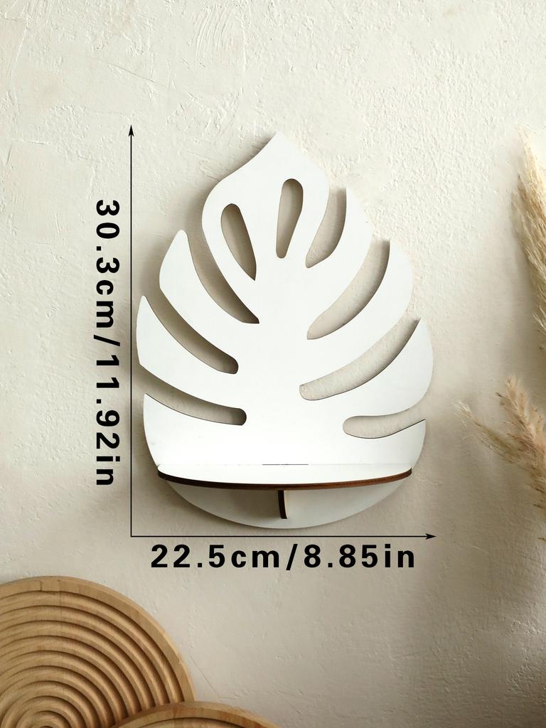 White Leaf Floating Wall Shelf Display Wooden Plant Flower Pot Tray Storage Rack Home Decoration for Girl Room Wall Decor Gift