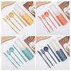 4Pcs Wheat Straw Cutlery Set Portable Tableware Reusable Spoon Knife Chopsticks Fork Travel Picnic With Carrying Box