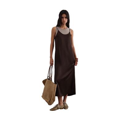 GREEN BELT Women's Vacation Style Layered Color Block Long Dress