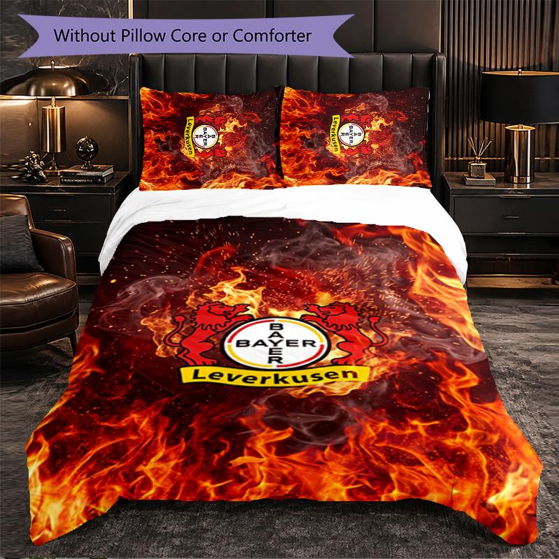 Set Biancheria da Letto Calcio Bayer Leverkusen 3 Pezzi Morbido Copripiumino con Federe Set Decorazione Camera da Letto per la Casa