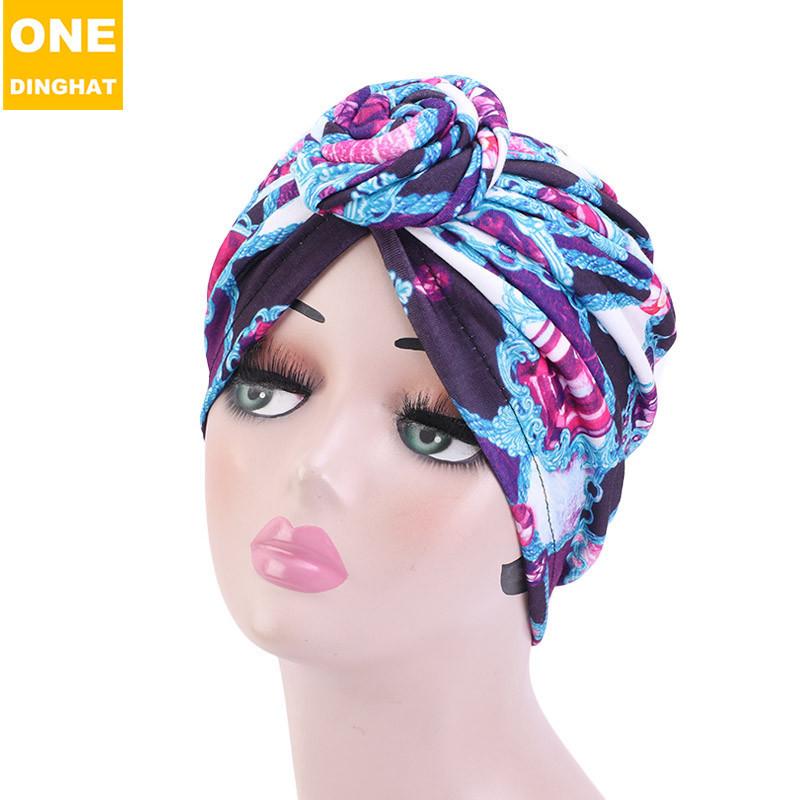 Geknotete Kopftuchmütze im afrikanischen Stil, bedruckte Donut-Kopfmütze im ethnischen Stil Tjm-342