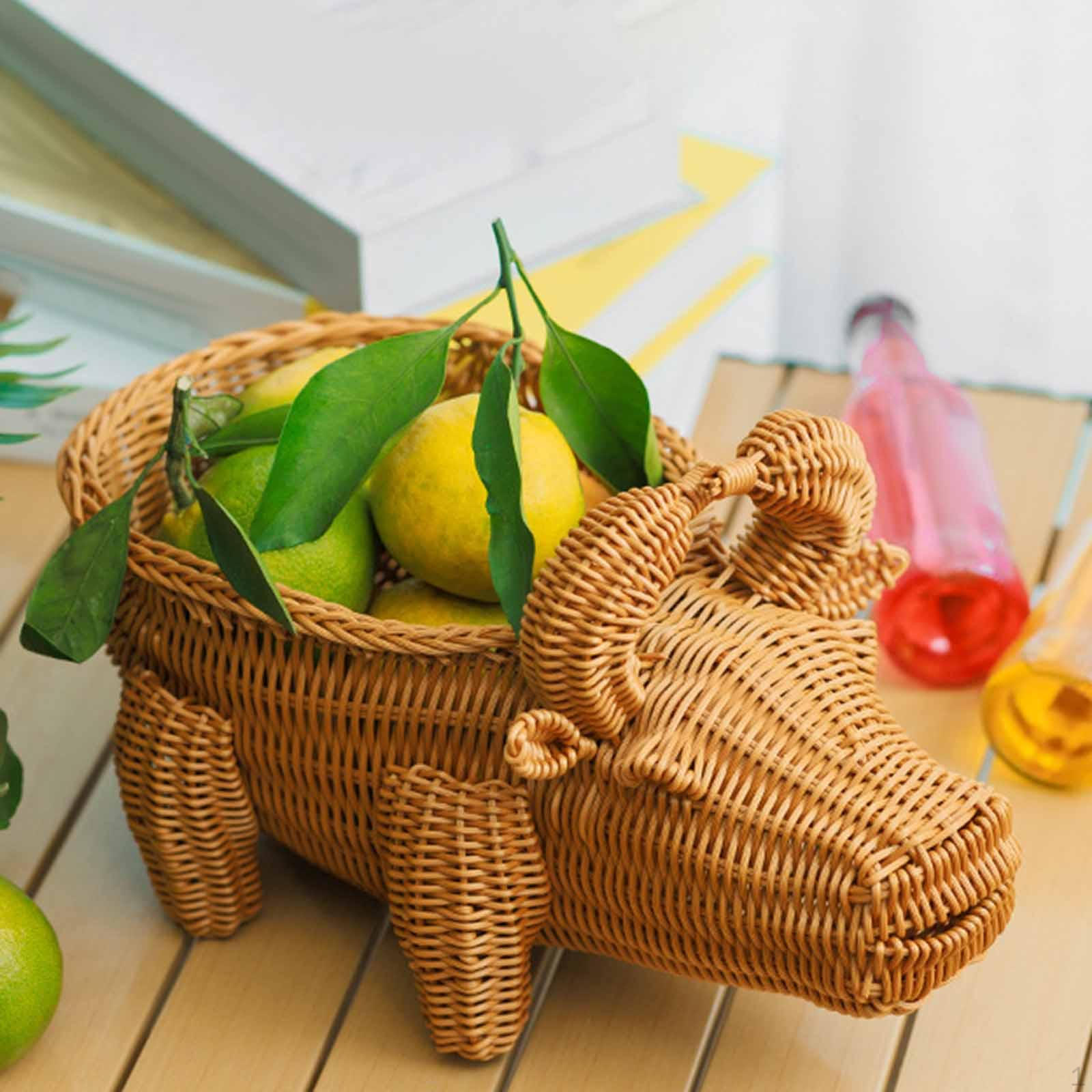 

Fruit Bowl, Vegetable Stand, Decorative Display Rattan-effect Keyring, Organizer And Serving Cow Shaped