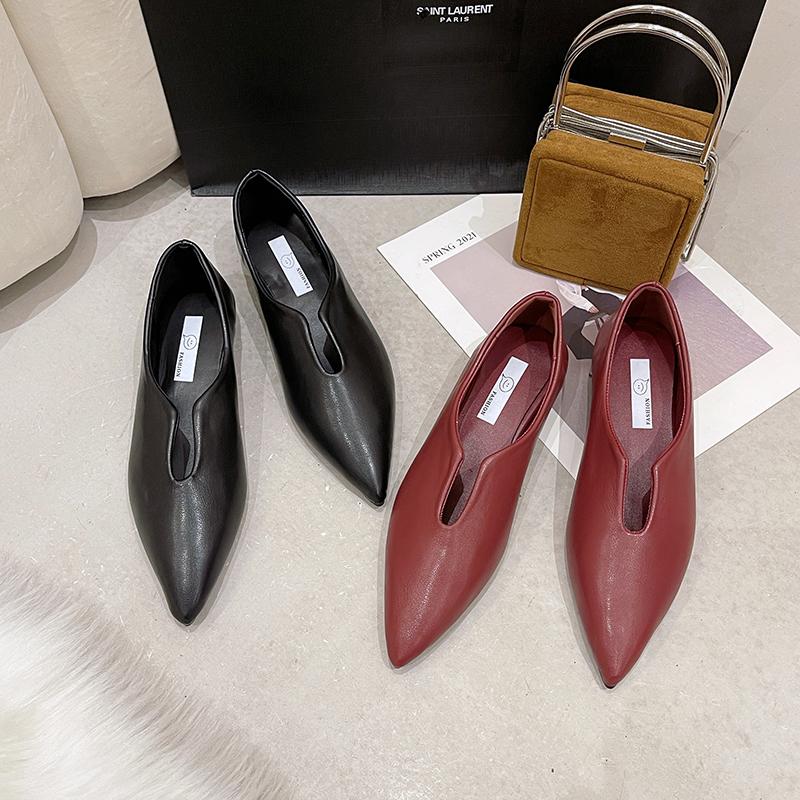 New Fashion Flats Shoes Women's Shoes Non-slip Flats Casual Pointed Toe Slip On Flat Heel Loafers Size 35-39 Zapatos Mujer