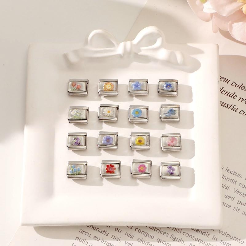 Neuer Y2K Bunter Blumen Früchte Rose Sonnenblume Tulpe Italienischer Charms Glieder Passend für 9MM Edelstahlarmband DIY Schmuckherstellung