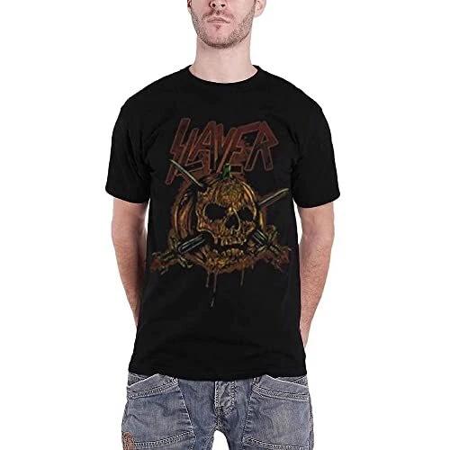 Slayer Men s Skull Pumpkin Short Sleeve T-Shirt, Black, Small S