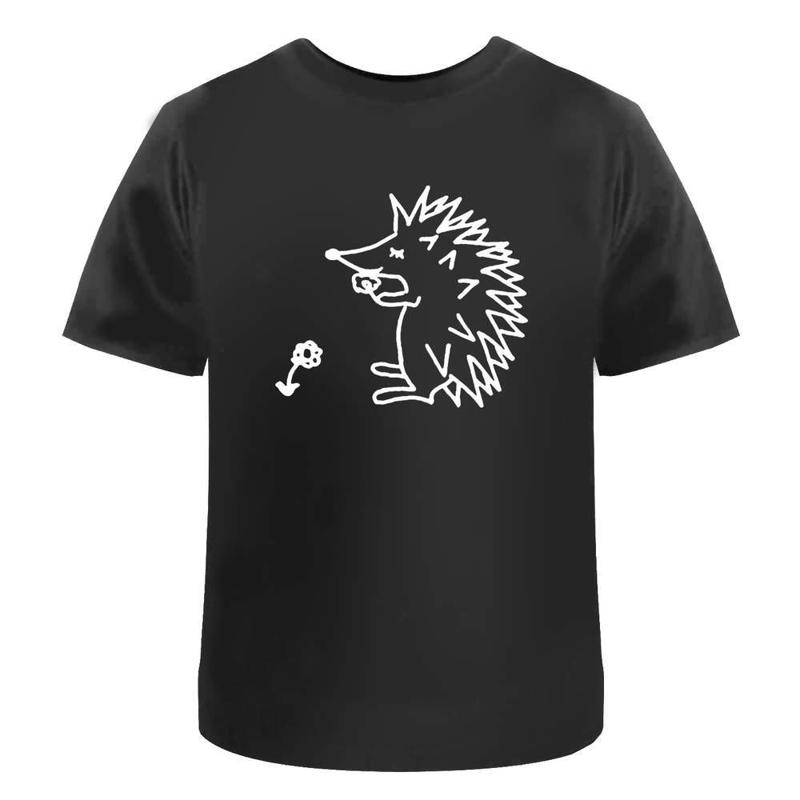 

Hedgehog Smelling Flower Cotton T Shirt Ta034494 - Men s Summer Cotton Graphic Tee S разноцветный