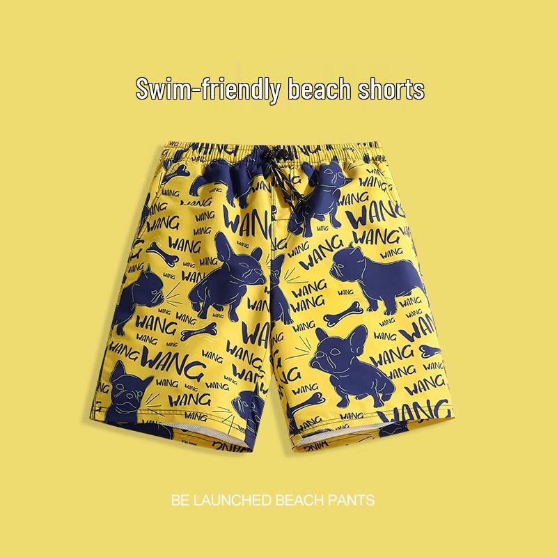 Men's Quick-Dry Casual Beach Shorts - Loose Fit, Ice Silk Swimming Trunks, Five-Point Length.