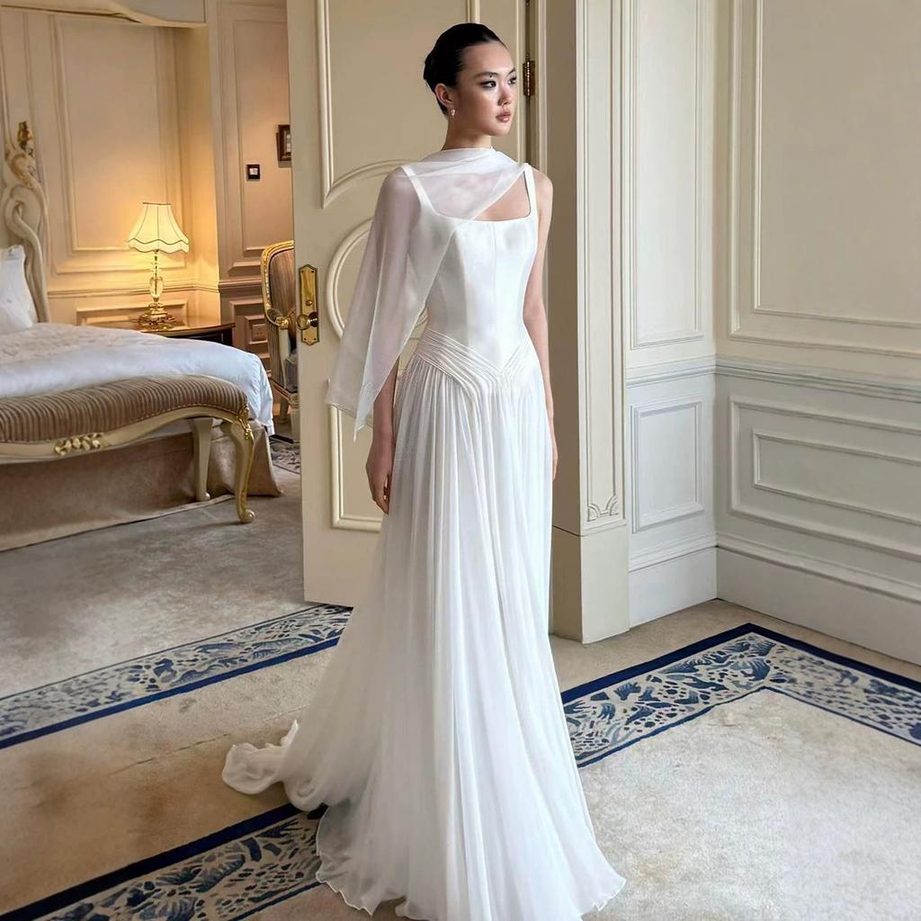French Suspender Light Wedding Dress 1011 New Bridal Morning Gown Women's Satin Going Out Yarn Light Luxury Niche Engagement Evening Dress