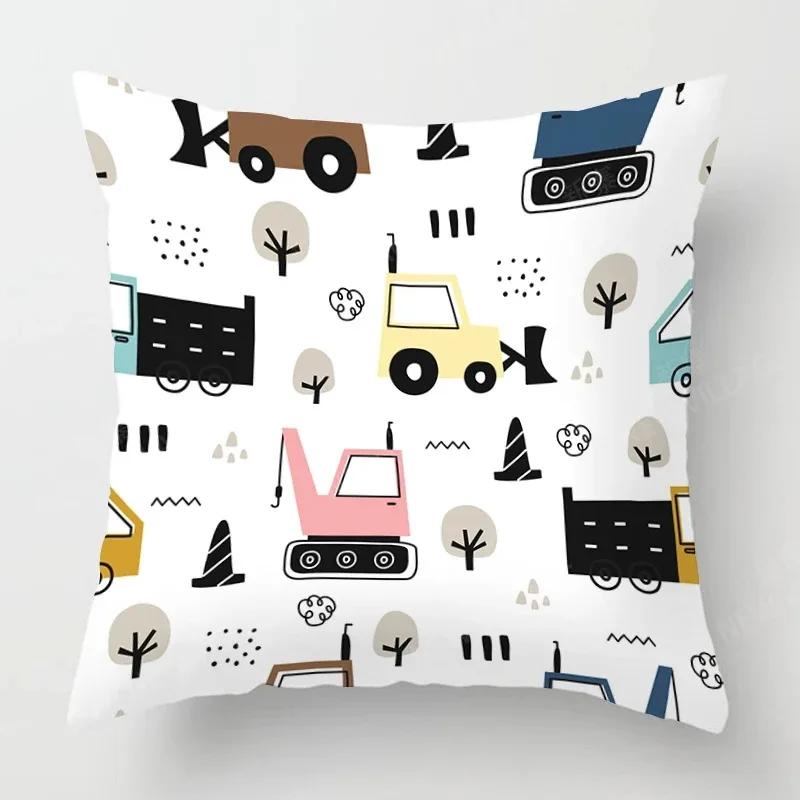 Cute Childlike Suitable for Children Type Square Cushion Cover Polyester Sofa Bedroom Living Room Pillowcase Decoration