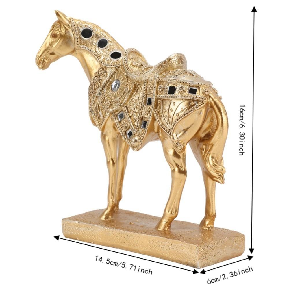 Horse Resin Horse Desktop Ornament Gold Animal Themed Collection Craft Office Desktop Layout Piece