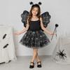 Spider Web Cosplay Outfit Bat Wing Halloween Kids Skirt Children Costume Set  Dress Up