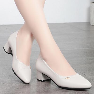 Women Fashion High Quality Black Soft Leather Office Shoes High Heel Dress Singles Pumps For Party Anti-slip Comfortable Grace