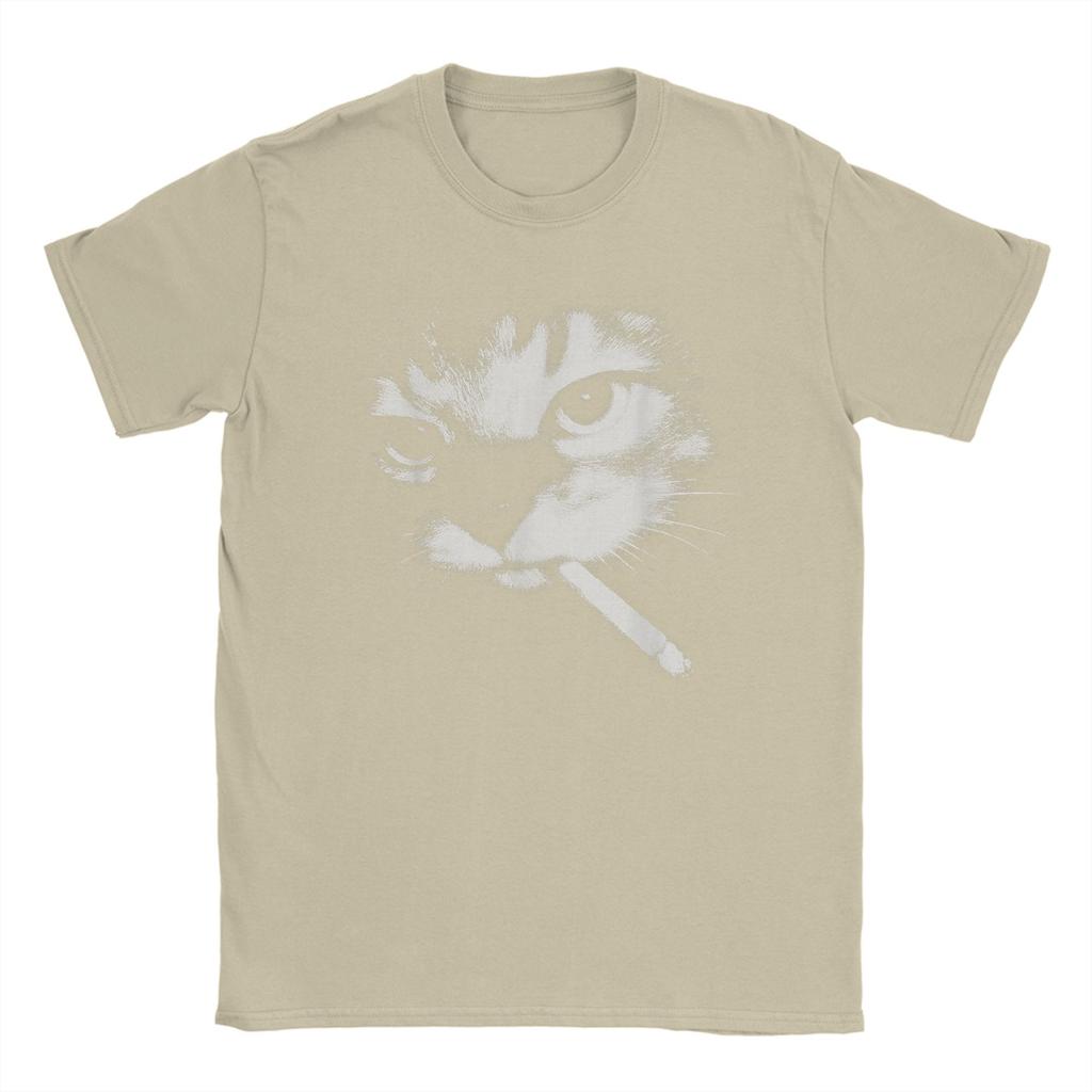 Man T Shirt Funny Smoking Black Cat Face Meme T-Shirts Fashion Summer Tee Shirt Awesome Printed Pure Cotton Tops Plus Size