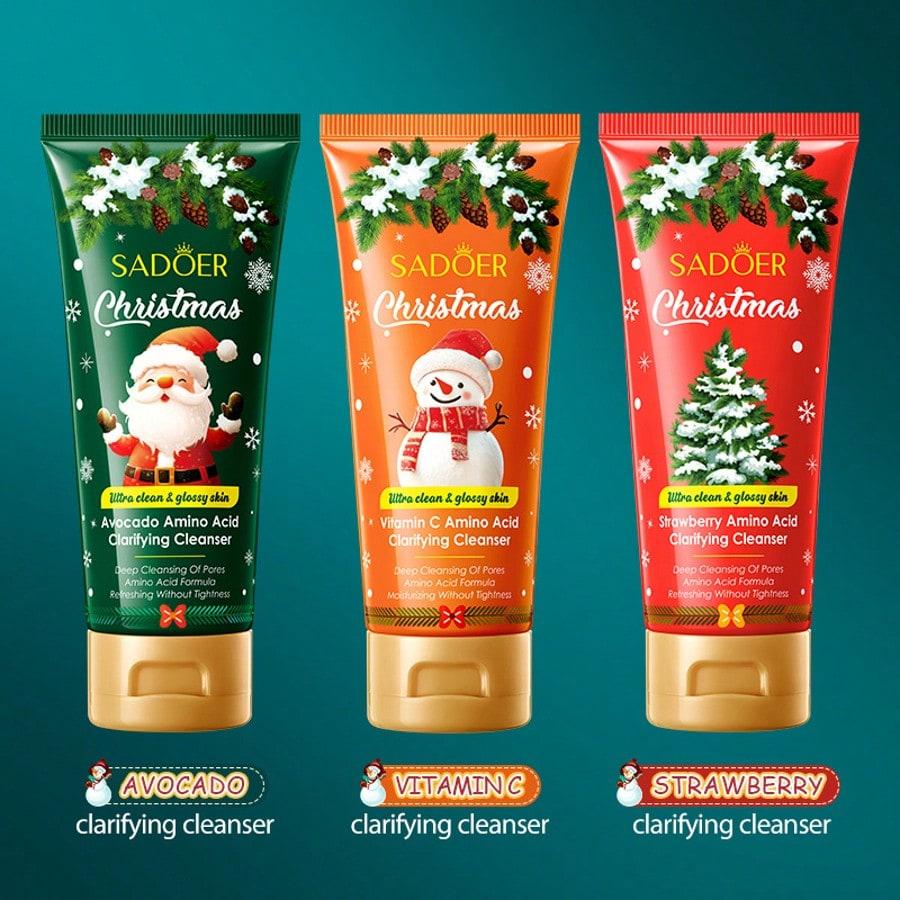 3pcs Christmas Vitamin C Amino Acid Cleansing Milk SADOER Facial Cleanser