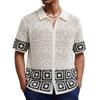 Men's Summer Sexy Cool Hollow Breathable Shirt Summer Casual Knitted Short-sleeved Lapel Shirt